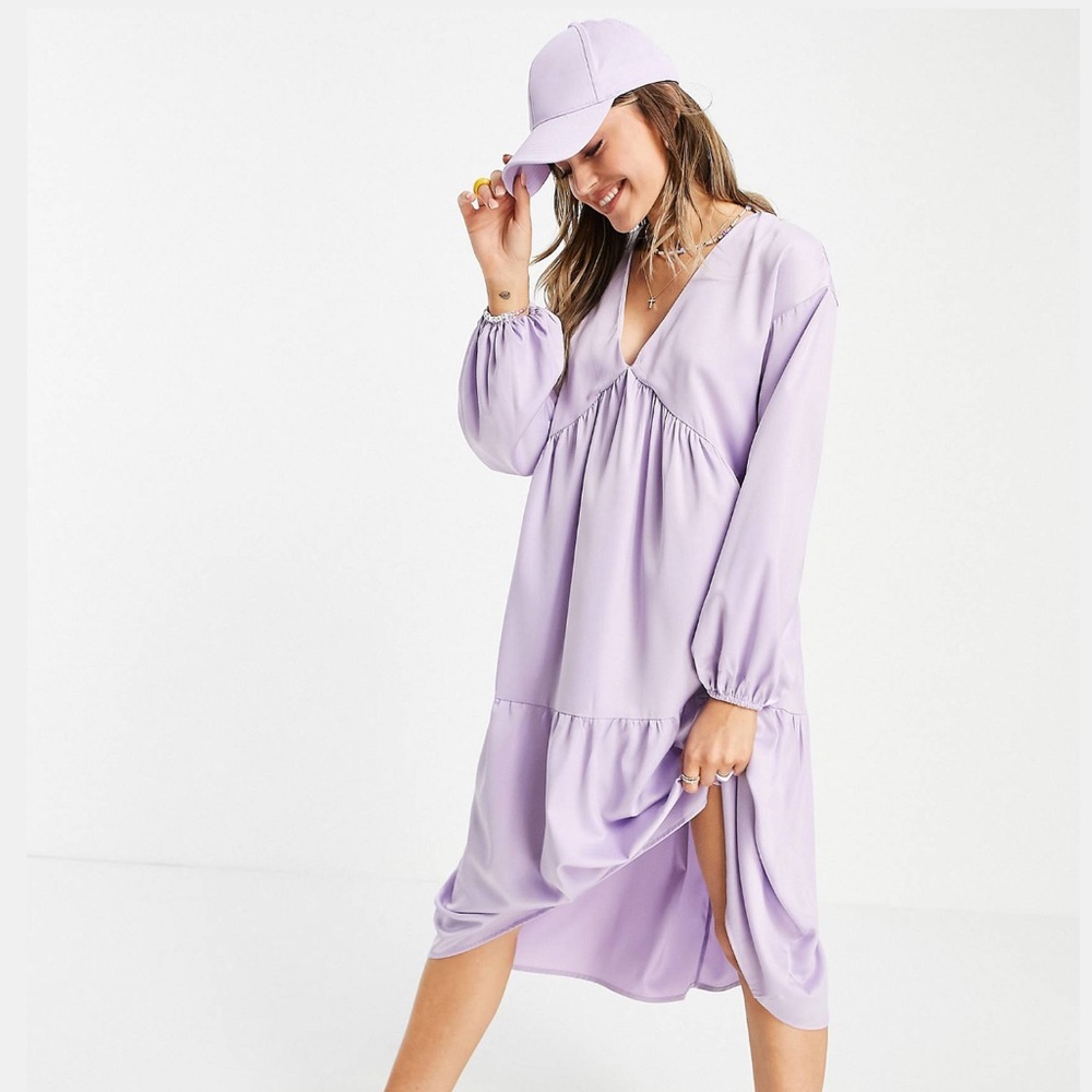 lola may silk purple dress